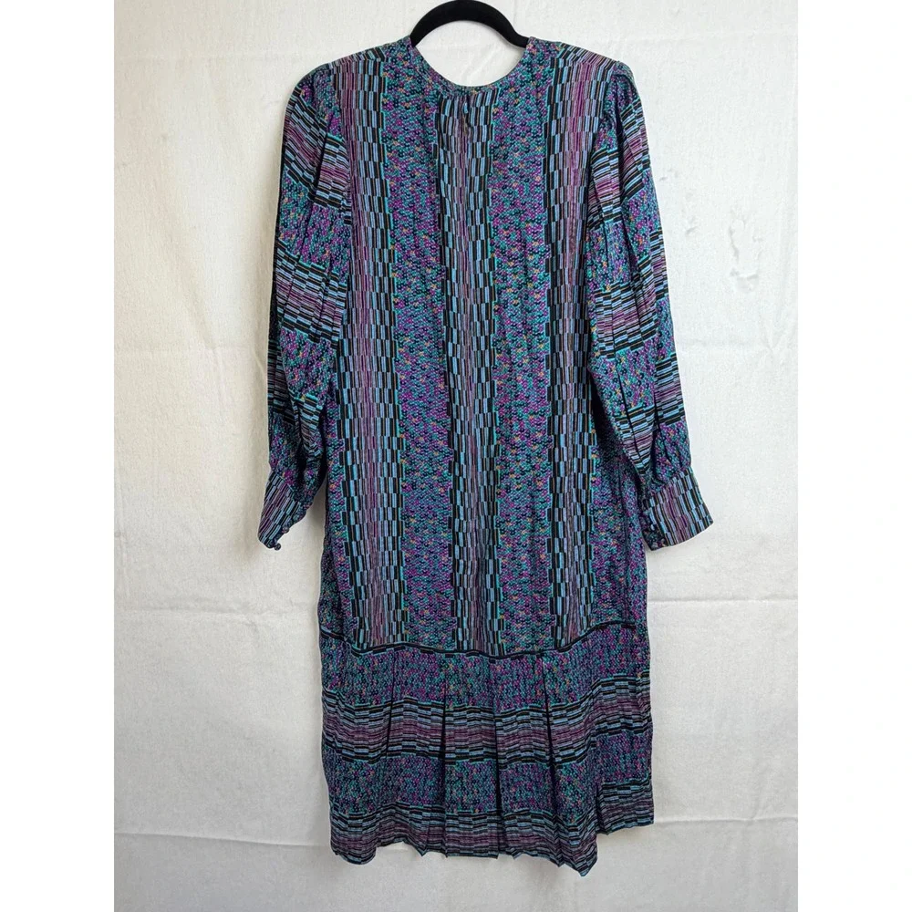 Rare UMI Collections Anne Crimmins Silk 2 Piece Set Dress Blazer Purple Teal 8